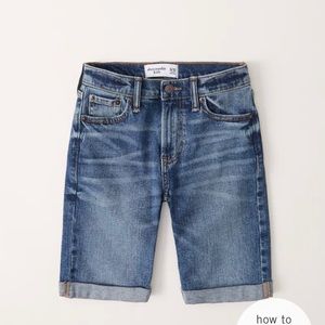 Abercrombie and Fitch Boys Light Wash Denim Rolled Shorts